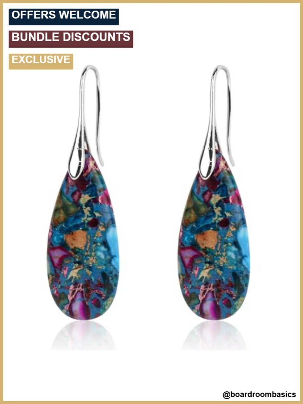 Natural Stone Drop Dangle Earrings Teardrop Lever Back Women Jewelry